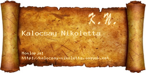 Kalocsay Nikoletta névjegykártya
